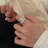 S925 Silver Heart-Shaped Moonstone Ring